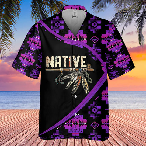 GB-HW0011295 Tribal Feather Native Pattern Native American Hawaiian Shirt 3D