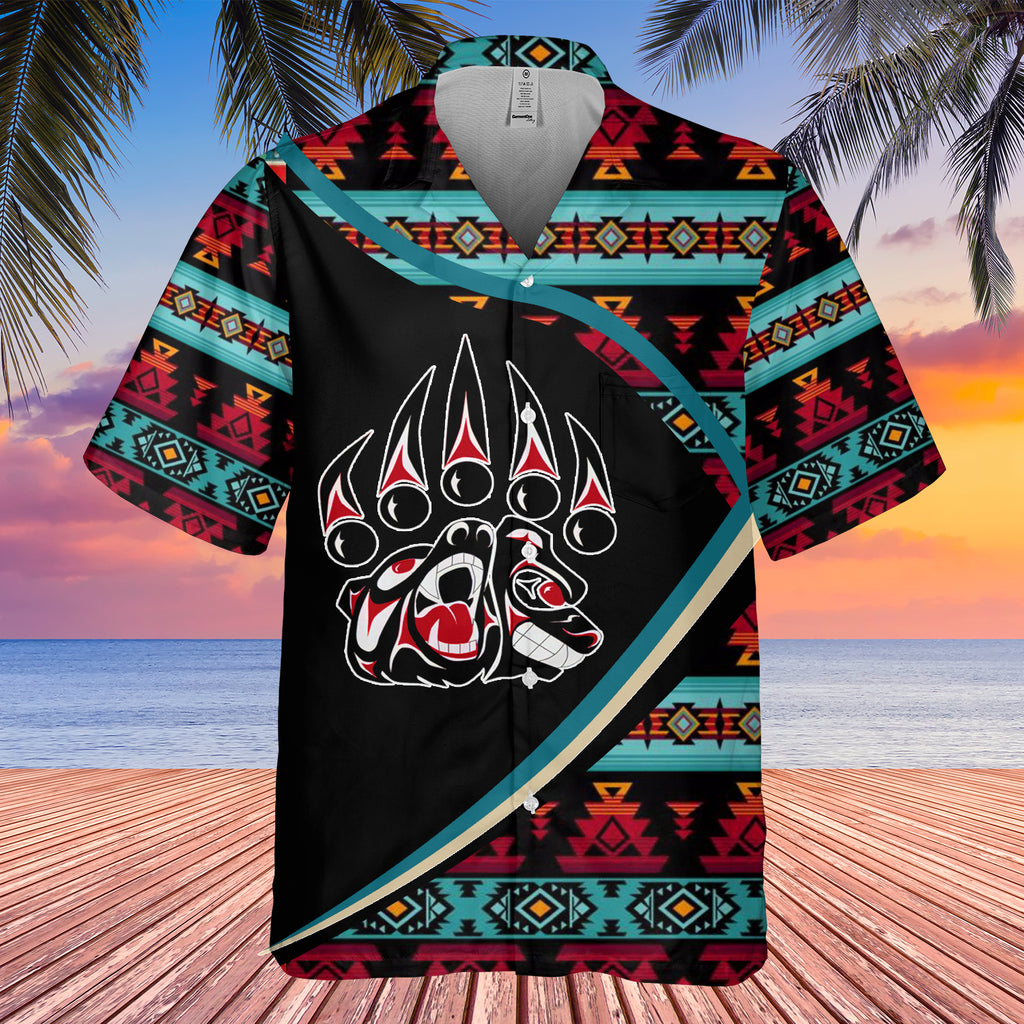 GB-HW0011301 Tribal Bear Symbol Pattern Native American Hawaiian Shirt 3D