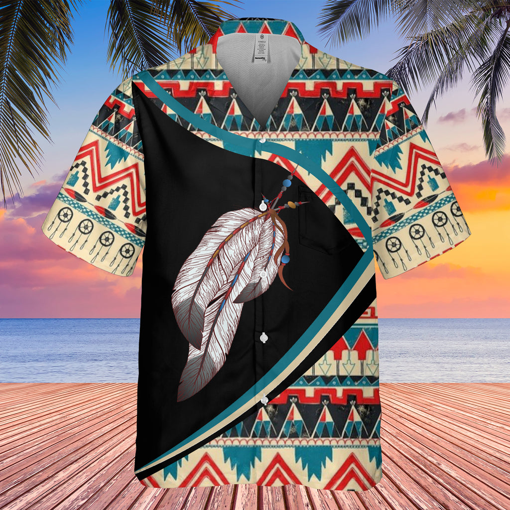 GB-HW0011303 Feather  Pattern Native American Hawaiian Shirt 3D