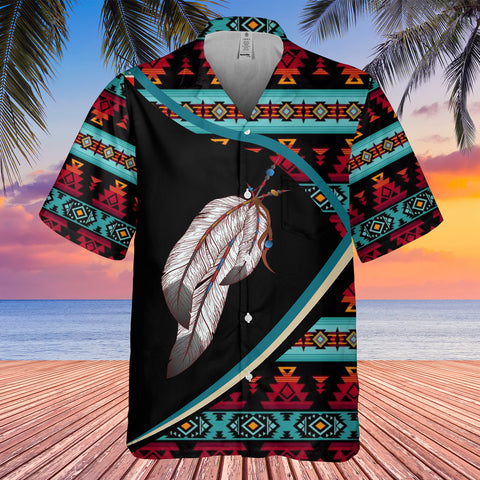 GB-HW0011304 Feather  Pattern Native American Hawaiian Shirt 3D