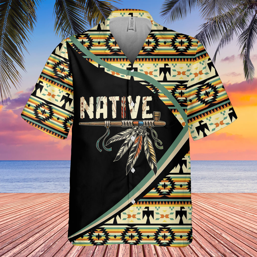 GB-HW0011305 Feather  Pattern Native American Hawaiian Shirt 3D