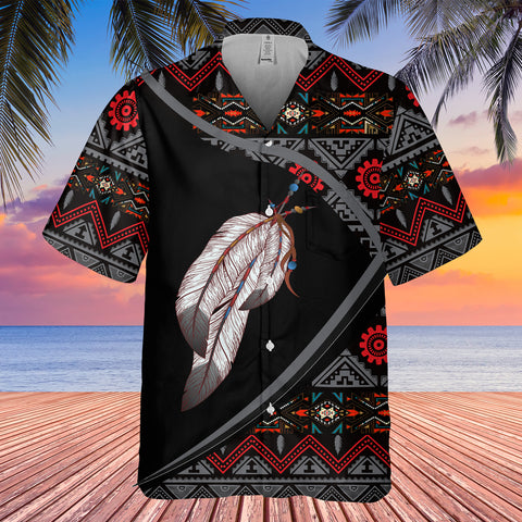 GB-HW0011306 Feather  Pattern Native American Hawaiian Shirt 3D