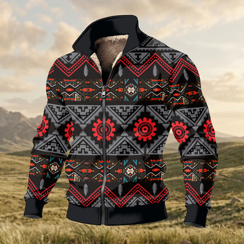 GB-HW0011306 Native American Thick Knit Fleece Jacket