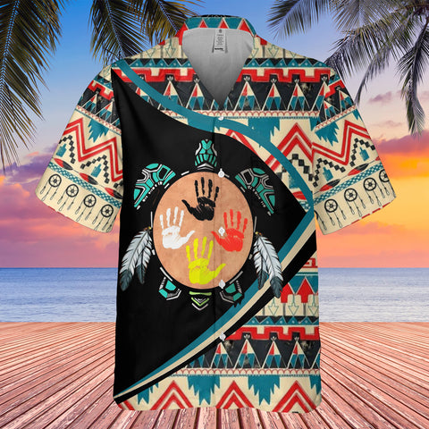 GB-HW0011307 Tribal Turtle Pattern Native American Hawaiian Shirt 3D