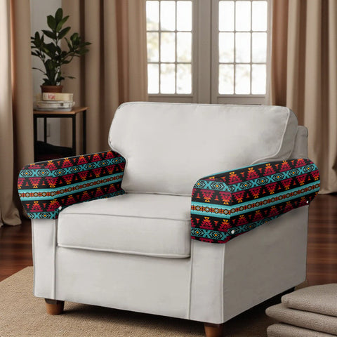 GB-HW0011313 Native American 2PCS Sofa Armrest Covers with Buttons