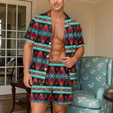 GB-HW0011313 Native American Men Short Sleeve Button Pajamas