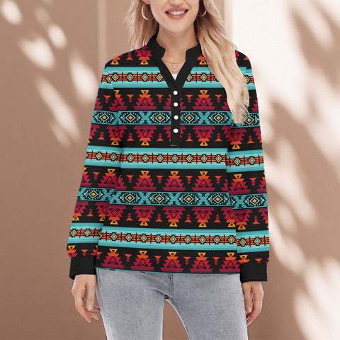 GB-HW0011313 Native American Women Long Sleeve Blouse With Button Closure