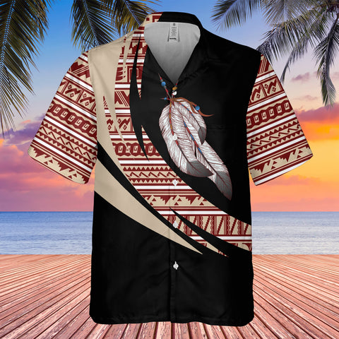 GB-HW0011315 Feather Pattern Native American Hawaiian Shirt 3D