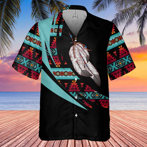 GB-HW0011316 Feather Pattern Native American Hawaiian Shirt 3D