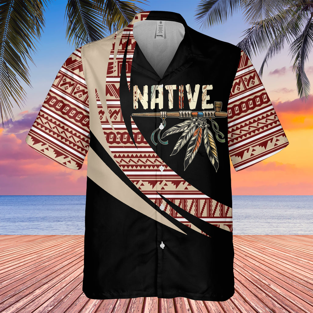 GB-HW0011318 Feather Pattern Native American Hawaiian Shirt 3D