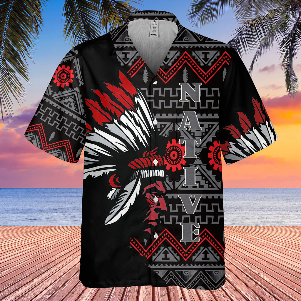 GB-HW0011328 Chief Native American Hawaiian Shirt 3D