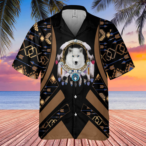 GB-HW0011333 Wolf Native American Hawaiian Shirt 3D