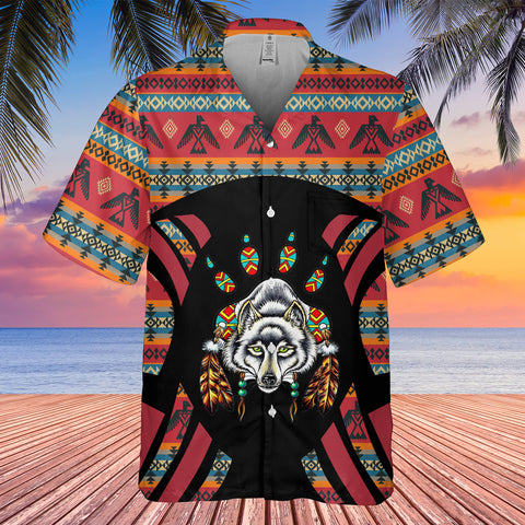 GB-HW0011365 Wolf Native American Hawaiian Shirt 3D