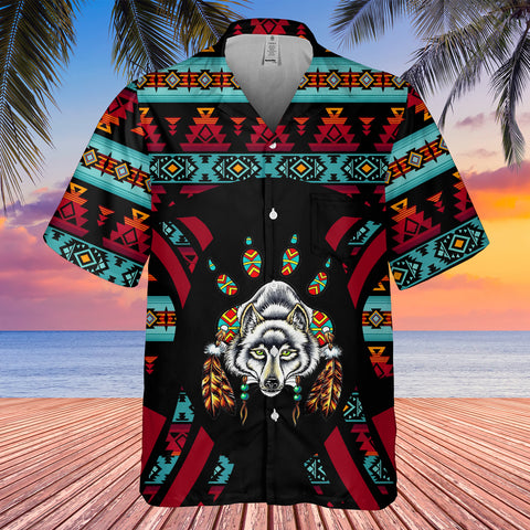 GB-HW0011366 Wolf Native American Hawaiian Shirt 3D