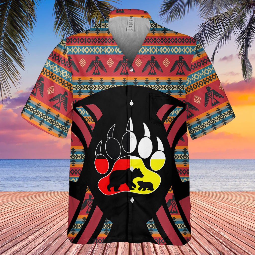 GB-HW0011369  Bear Native American Hawaiian Shirt 3D