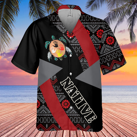 GB-HW001136 Tribe Design Native American Hawaiian Shirt 3D