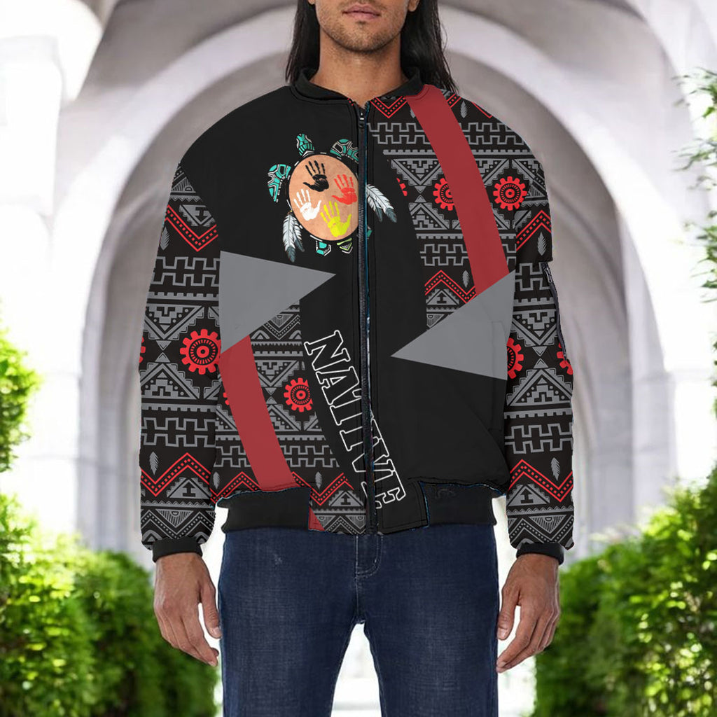GB-HW001136 Turtle Native American Bomber Jacket With Sleeve Pocket