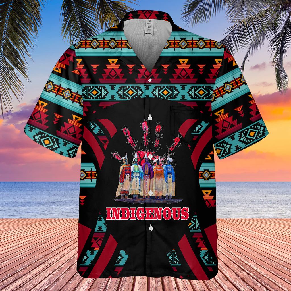 GB-HW0011372  Indihgenous Native American Hawaiian Shirt 3D