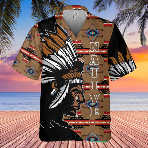 GB-HW0011377  Chief Native American Hawaiian Shirt 3D