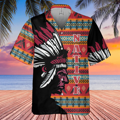 GB-HW0011381  Chief Native American Hawaiian Shirt 3D