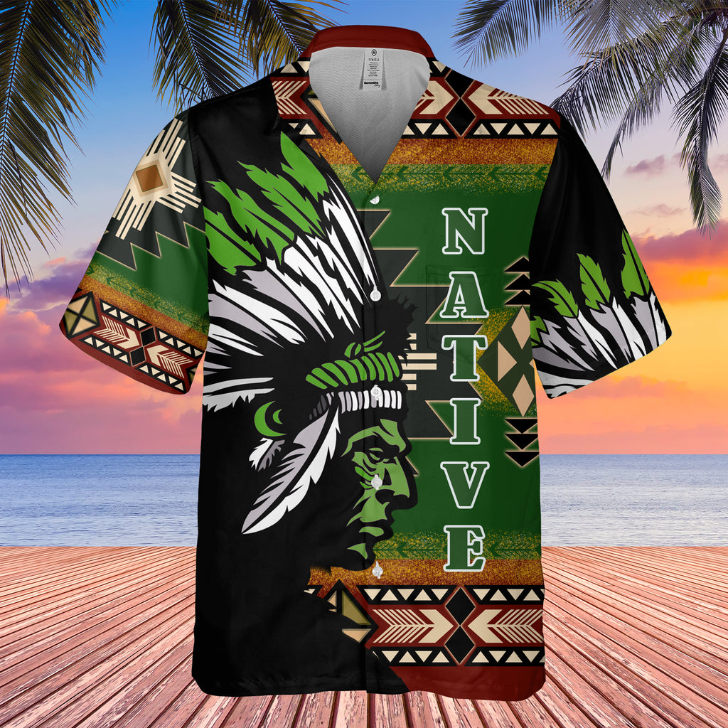 GB-HW0011382  Chief Native American Hawaiian Shirt 3D