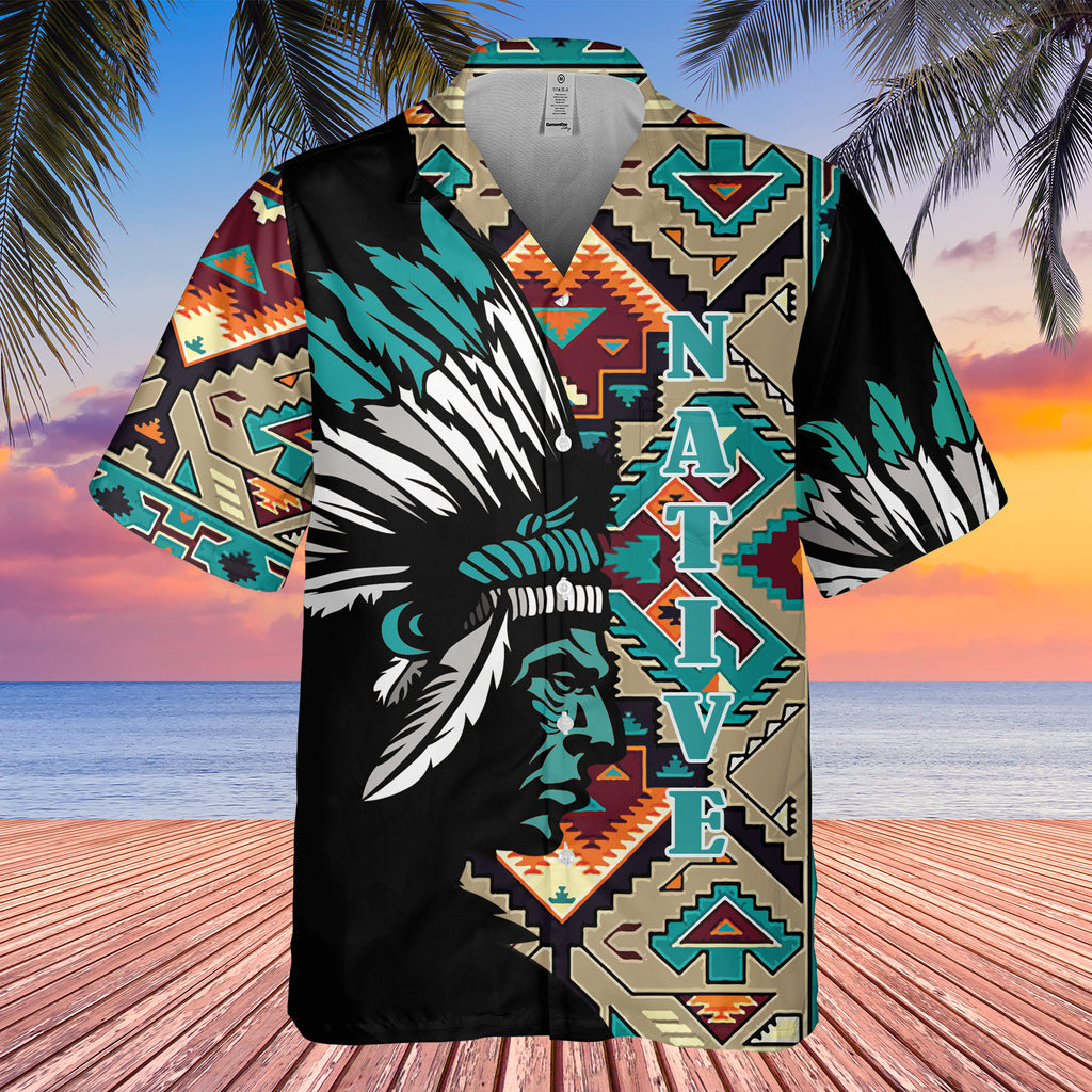 GB-HW0011383 Chief Native American Hawaiian Shirt 3D