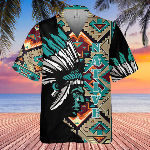 GB-HW0011383 Chief Native American Hawaiian Shirt 3D