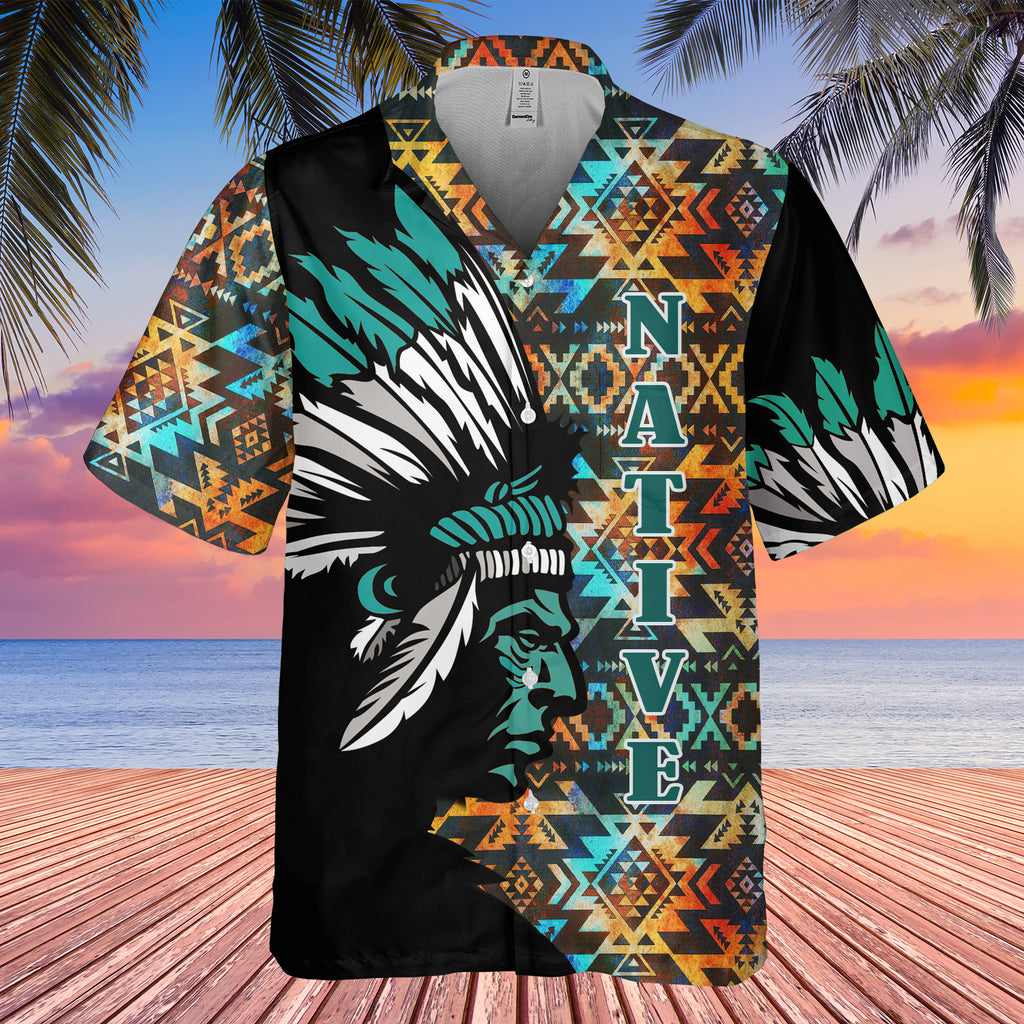 GB-HW0011389 Chief Native American Hawaiian Shirt 3D