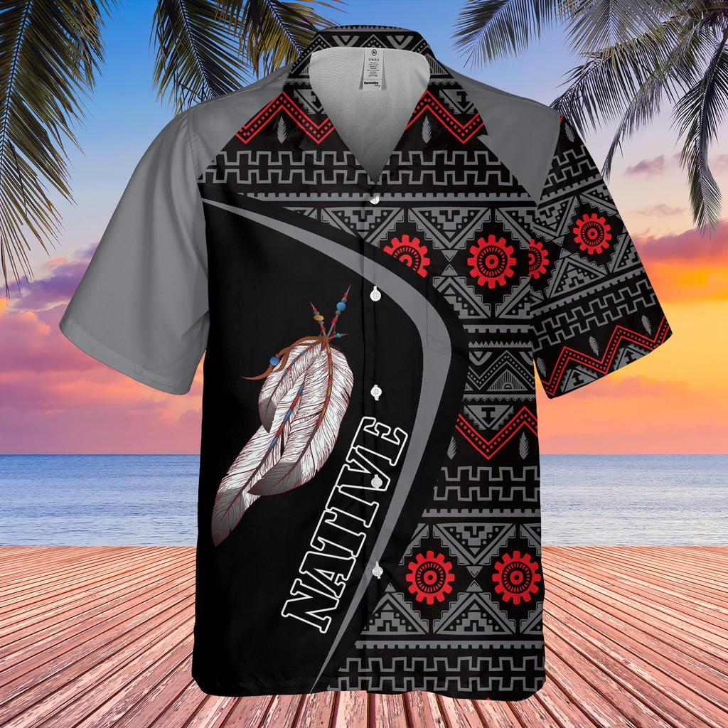 GB-HW001138 Tribe Design Native American Hawaiian Shirt 3D