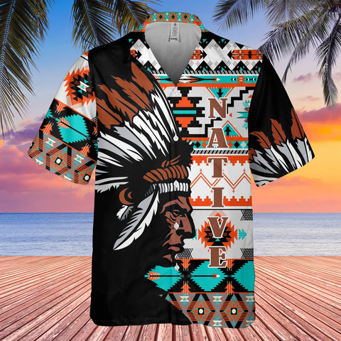 GB-HW0011391 Chief Native American Hawaiian Shirt 3D