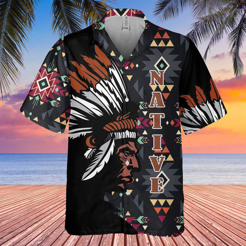 GB-HW0011392 Chief Native American Hawaiian Shirt 3D