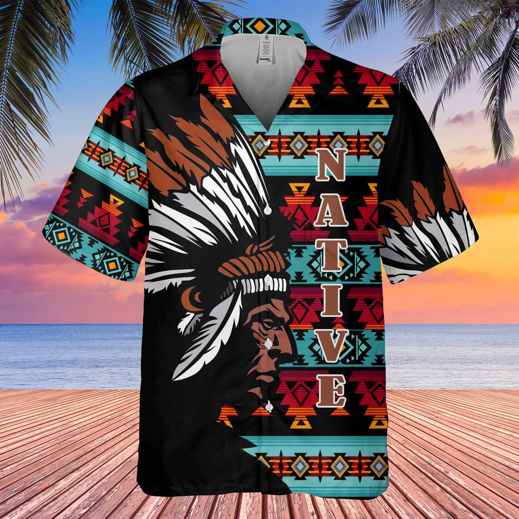 GB-HW0011393 Chief Native American Hawaiian Shirt 3D