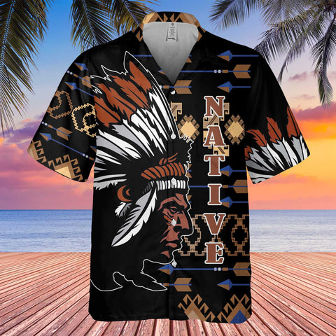 GB-HW0011394 Chief Native American Hawaiian Shirt 3D