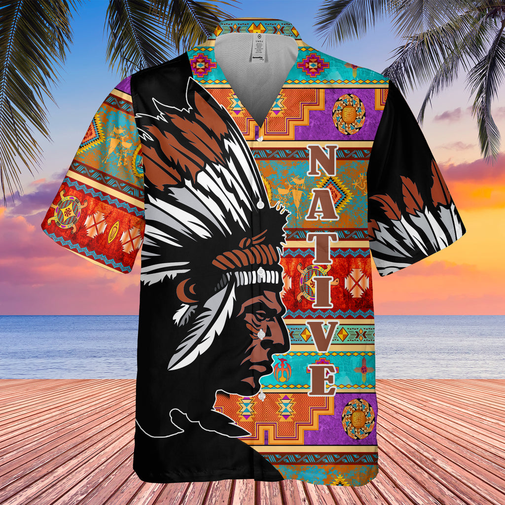 GB-HW0011395 Chief Native American Hawaiian Shirt 3D