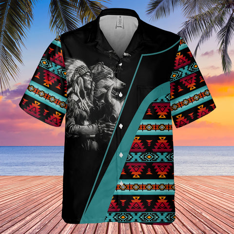 GB-HW0011400 Chief Native American Hawaiian Shirt 3D