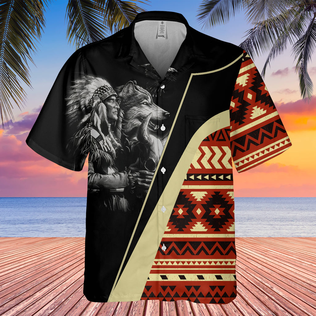 GB-HW0011402 Chief Native American Hawaiian Shirt 3D