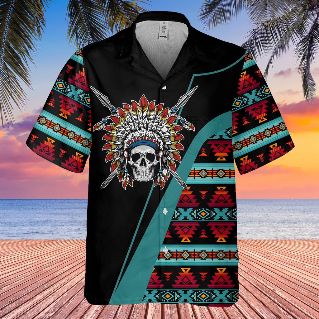 GB-HW0011419 Skull Native American Hawaiian Shirt 3D