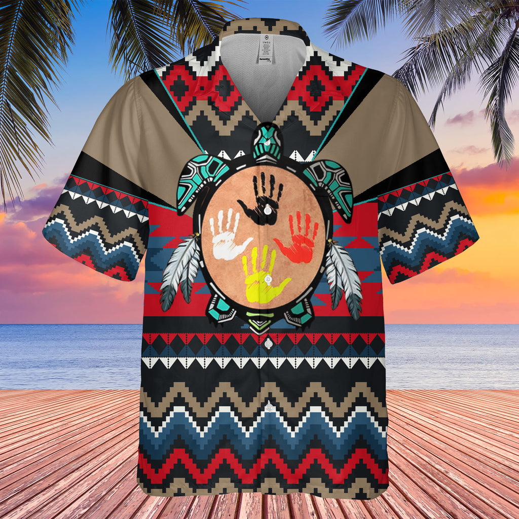 GB-HW0011424 Turtle Symbol Native American Hawaiian Shirt 3D