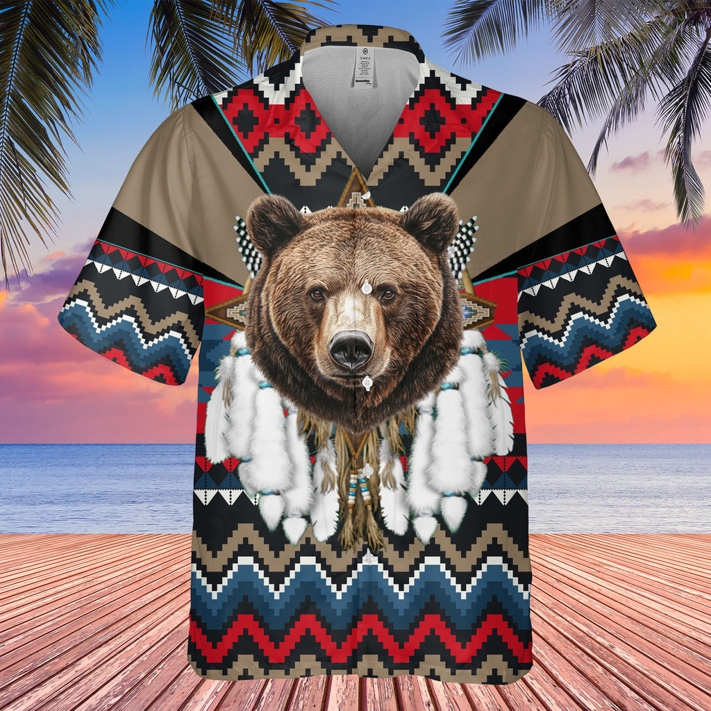 GB-HW0011431 Bear  Native American Hawaiian Shirt 3D