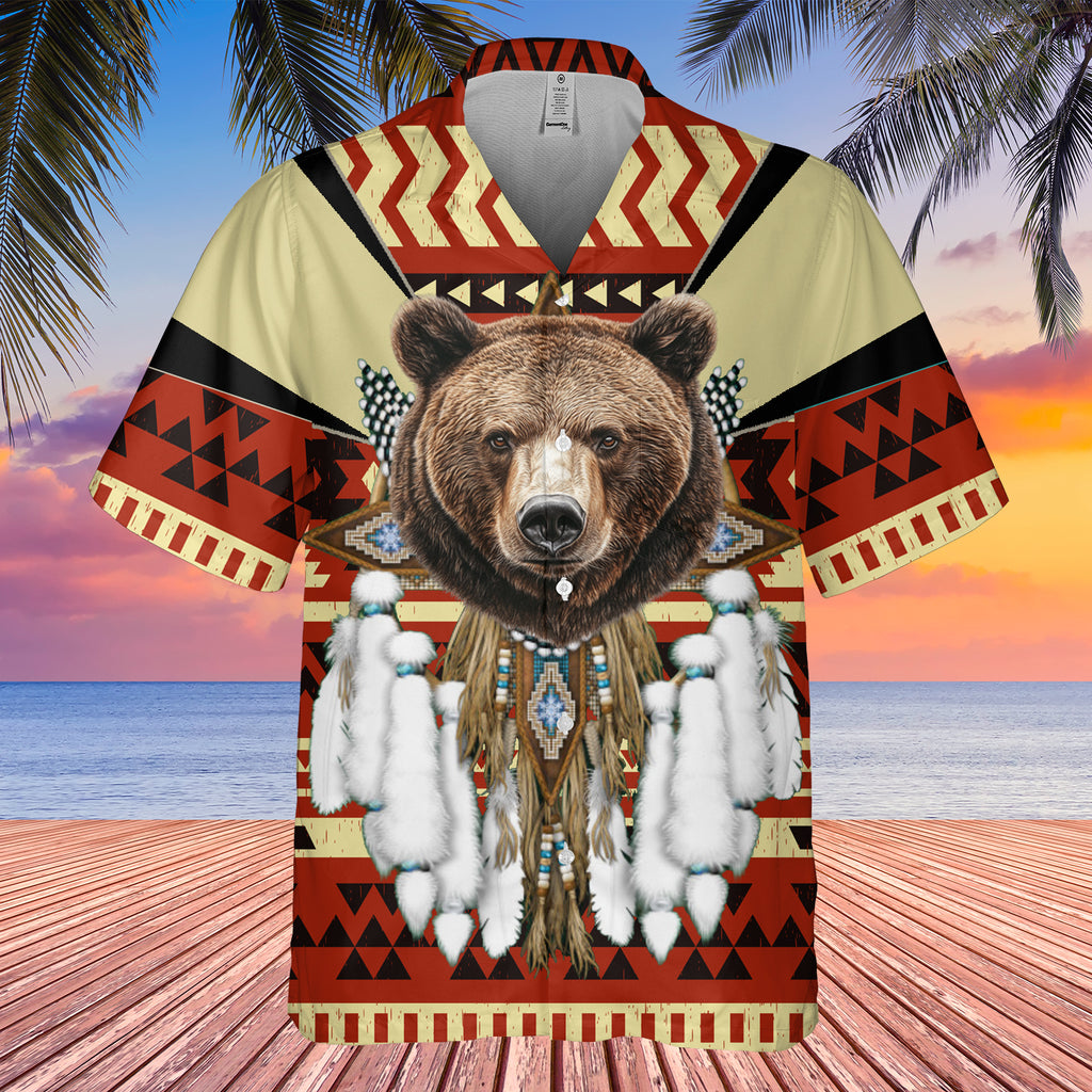 GB-HW0011432 Bear  Native American Hawaiian Shirt 3D