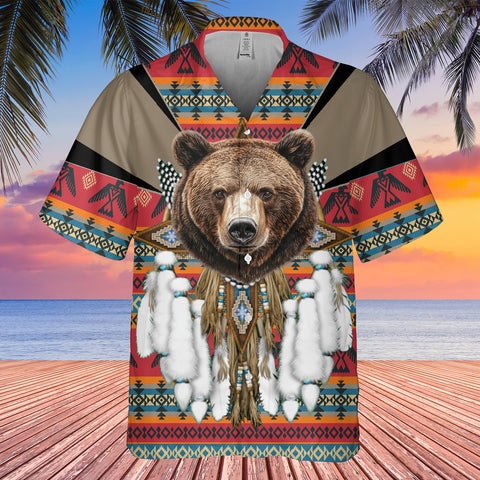 GB-HW0011433 Bear  Native American Hawaiian Shirt 3D