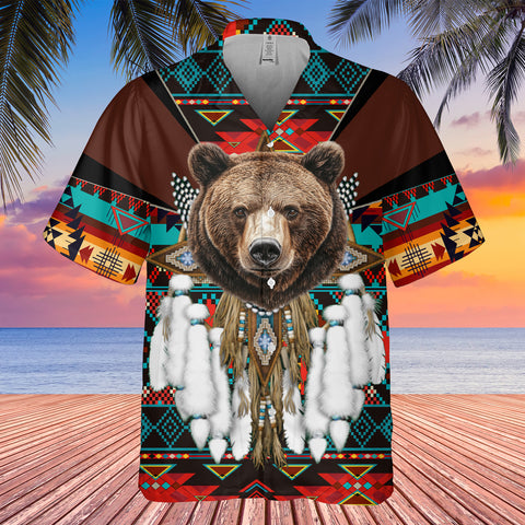 GB-HW0011434 Bear  Native American Hawaiian Shirt 3D