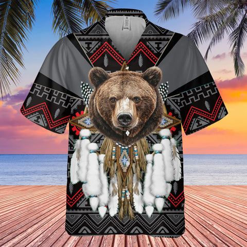 GB-HW0011435 Bear Native American Hawaiian Shirt 3D