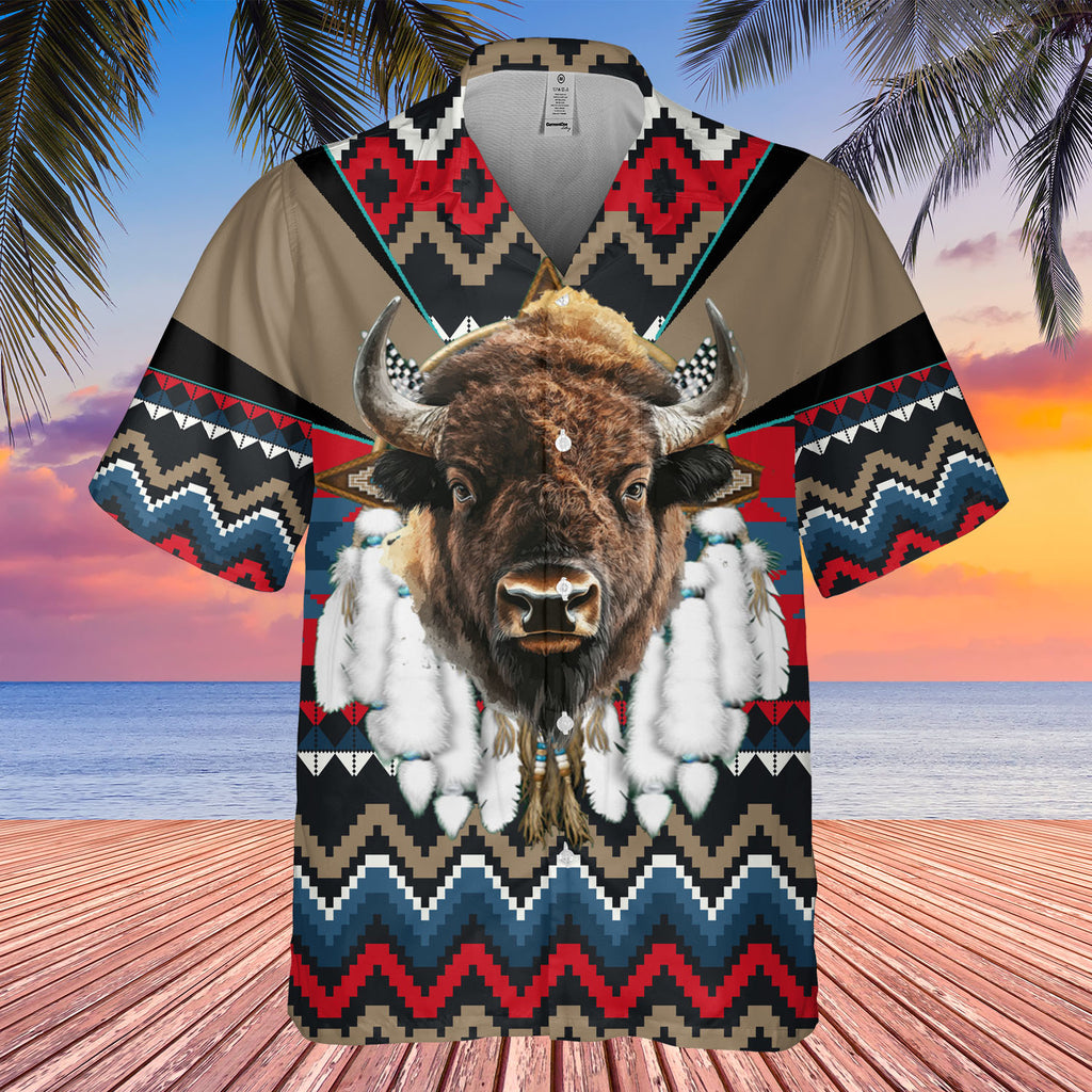 GB-HW0011443 Wolf Native American Hawaiian Shirt 3D