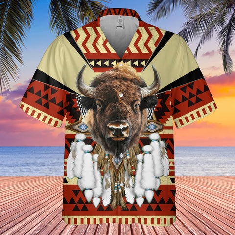 GB-HW0011444 Bison Native American Hawaiian Shirt 3D