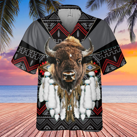 GB-HW0011447 Bison Native American Hawaiian Shirt 3D