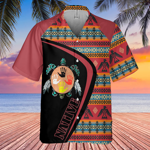 GB-HW001155 Tribe Design Native American Hawaiian Shirt 3D