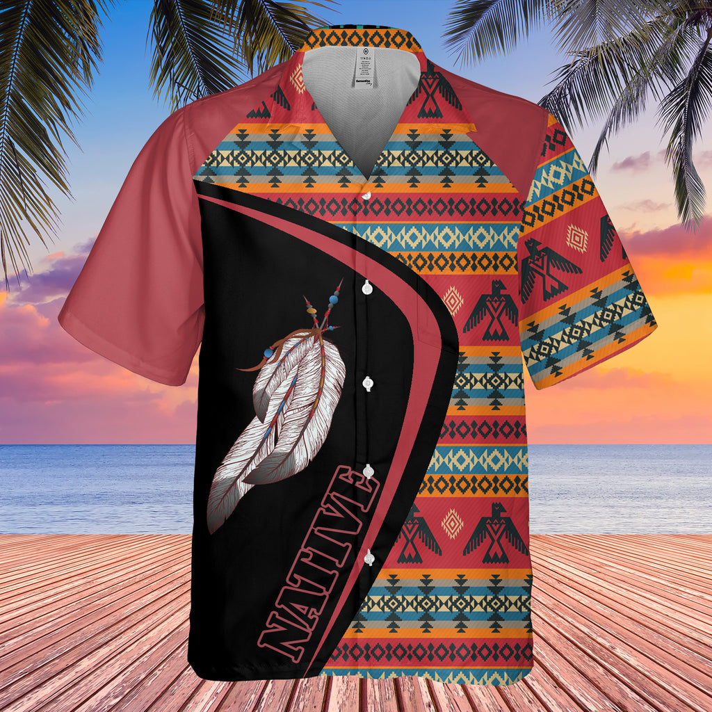 GB-HW001156 Tribe Design Native American Hawaiian Shirt 3D