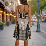 GB-HW0011466 Feather Native American Women Spaghetti Strap Dress