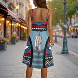 GB-HW0011467 Feather Native American Women Spaghetti Strap Dress